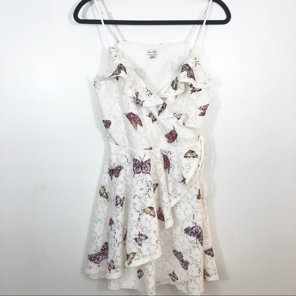White Lacey butterfly print summer dress